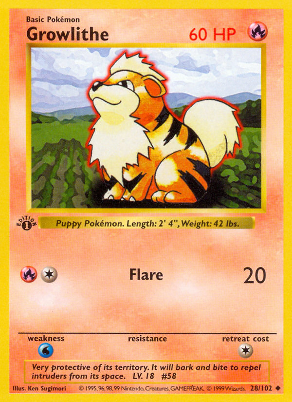 Growlithe (28/102) [Base Set 1st Edition]