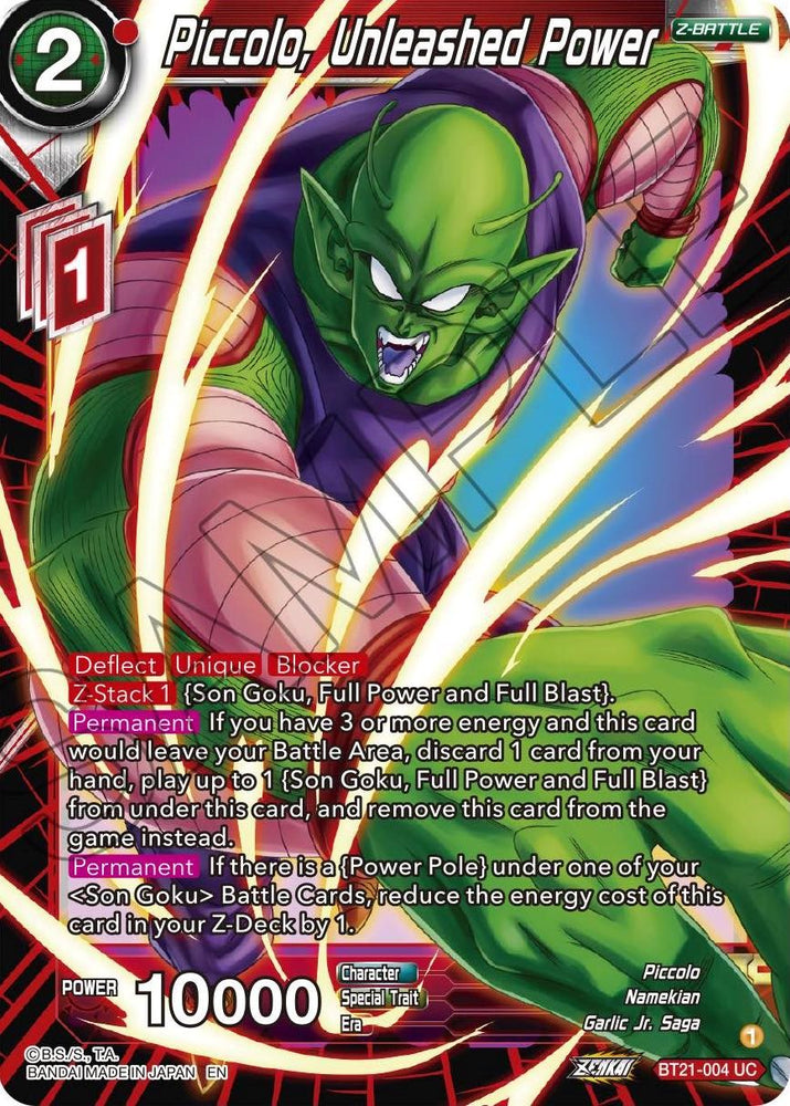 Piccolo, Unleashed Power (BT21-004) [ZENKAI Series: Set 04]