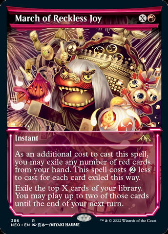 March of Reckless Joy (Showcase Soft Glow) [Kamigawa: Neon Dynasty] (NEO 386)
