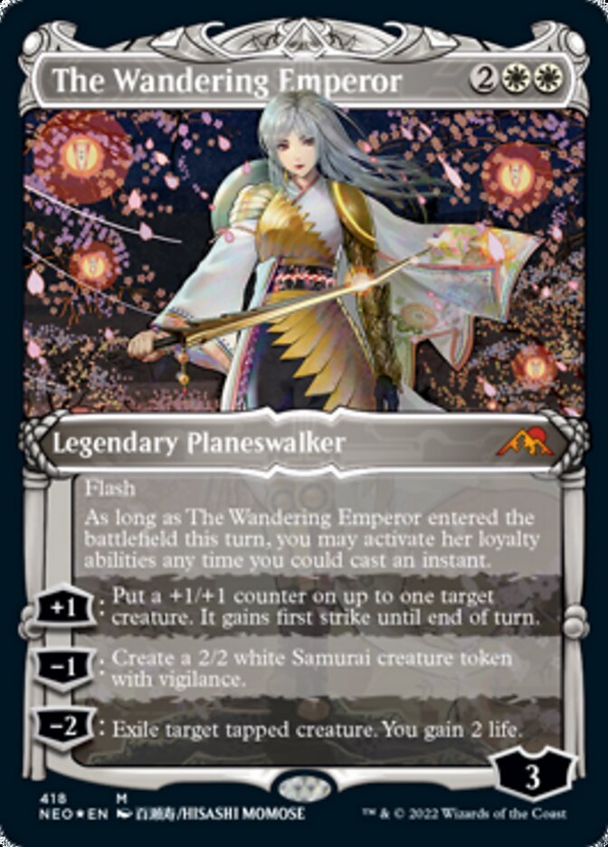The Wandering Emperor (Showcase) (Foil Etched) [Kamigawa: Neon Dynasty] (NEO 418)