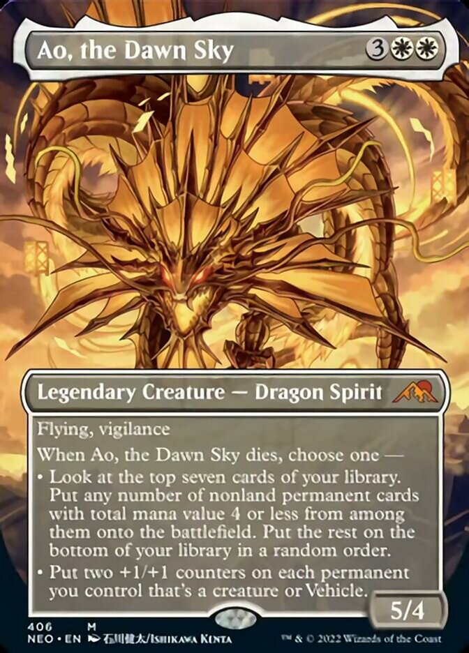 Ao, the Dawn Sky (Borderless) [Kamigawa: Neon Dynasty] (NEO 406)