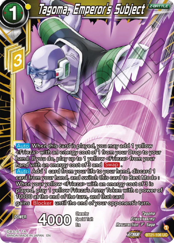 Tagoma, Emperor's Subject (BT21-106) [ZENKAI Series: Set 04]