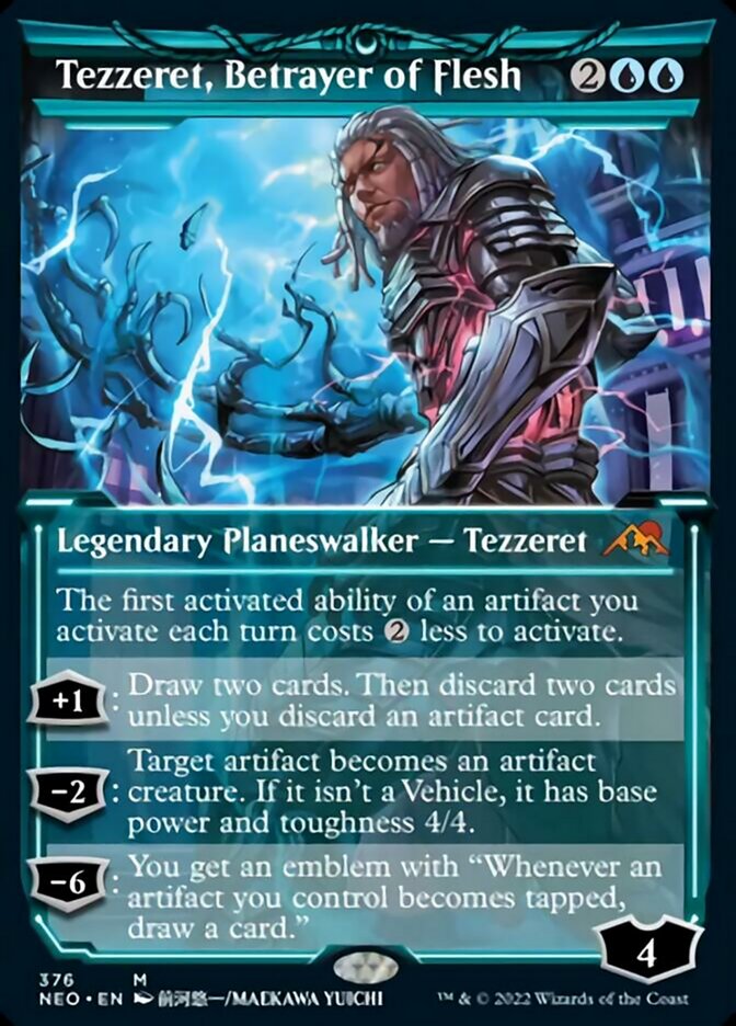 Tezzeret, Betrayer of Flesh (Showcase Soft Glow) [Kamigawa: Neon Dynasty] (NEO 376)