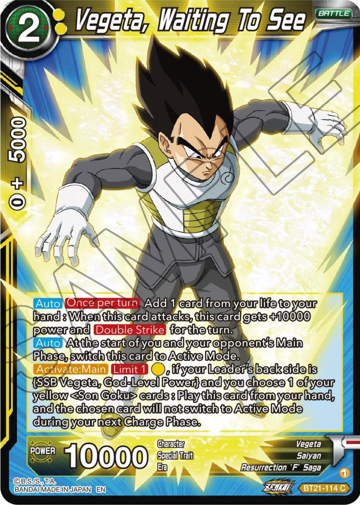 Vegeta, Waiting To See (BT21-114) [ZENKAI Series: Set 04]