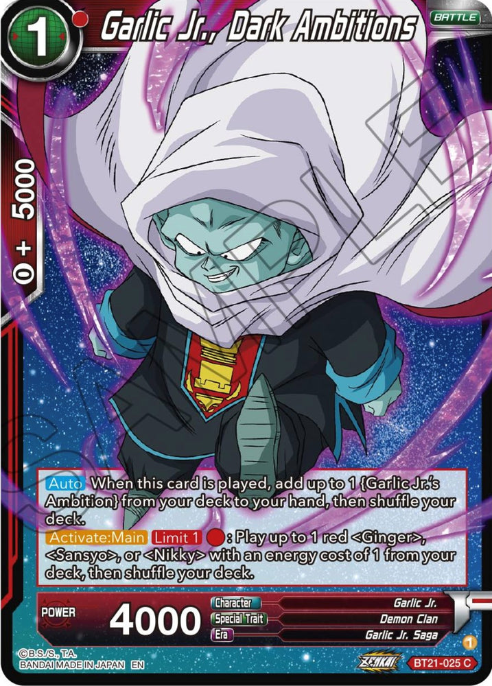 Garlic Jr., Dark Ambitions (BT21-025) [ZENKAI Series: Set 04]