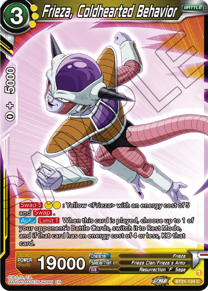 Frieza, Coldhearted Behavior (BT21-124) [ZENKAI Series: Set 04]