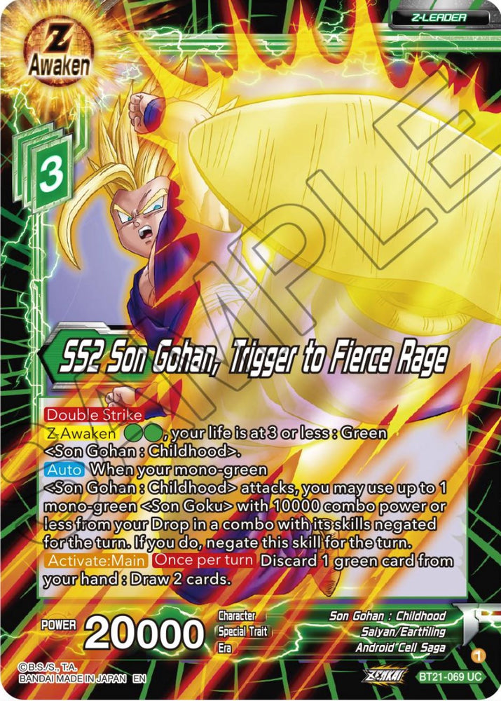 SS2 Son Gohan, Trigger to Fierce Rage (BT21-069) [ZENKAI Series: Set 04]