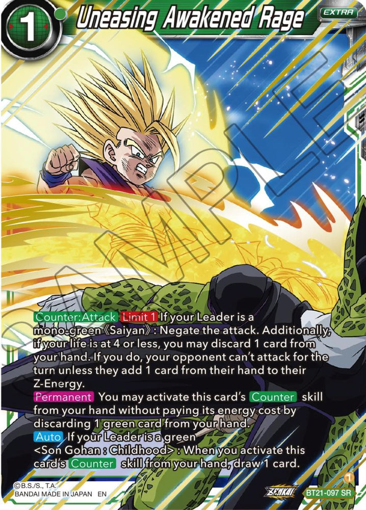 Uneasing Awakened Rage (BT21-097) [ZENKAI Series: Set 04]