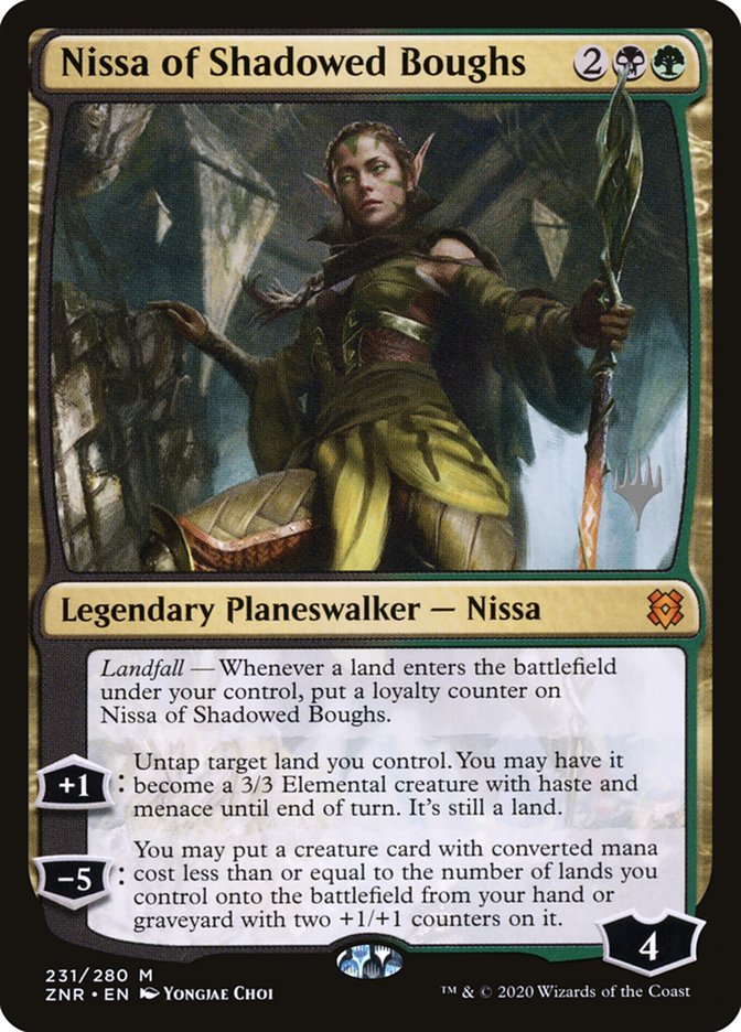 Nissa of Shadowed Boughs (Promo Pack) [Zendikar Rising Promos] (PZNR 231P)
