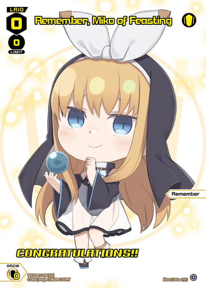 Remember, Miko of Feasting (September 2023/Winner) [Promo Cards]