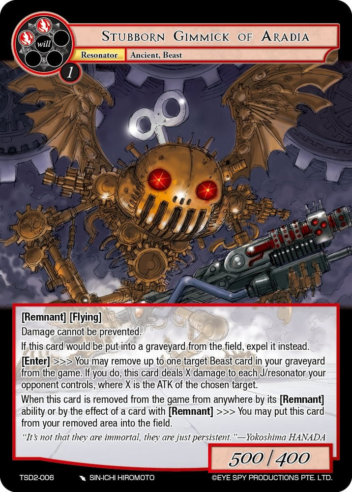 Stubborn Gimmick of Aradia (TSD2-006) [Trinity Cluster Starter Decks]