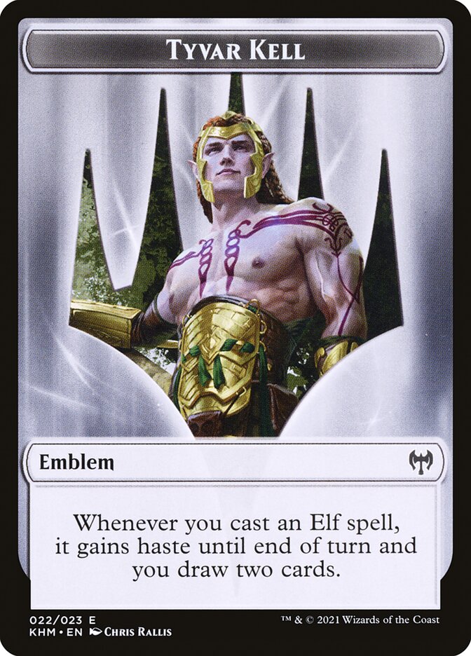 Treasure // Emblem - Tyvar Kell Double-sided Token [Kaldheim Tokens]