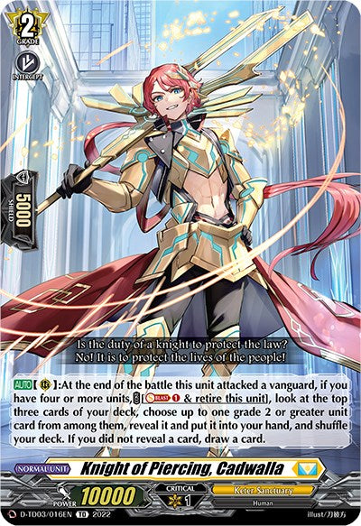 Knight of Piercing, Cadwalla (D-TD03/016EN) [D-TD03: Raika Koshiba -Skyfall Executors-]