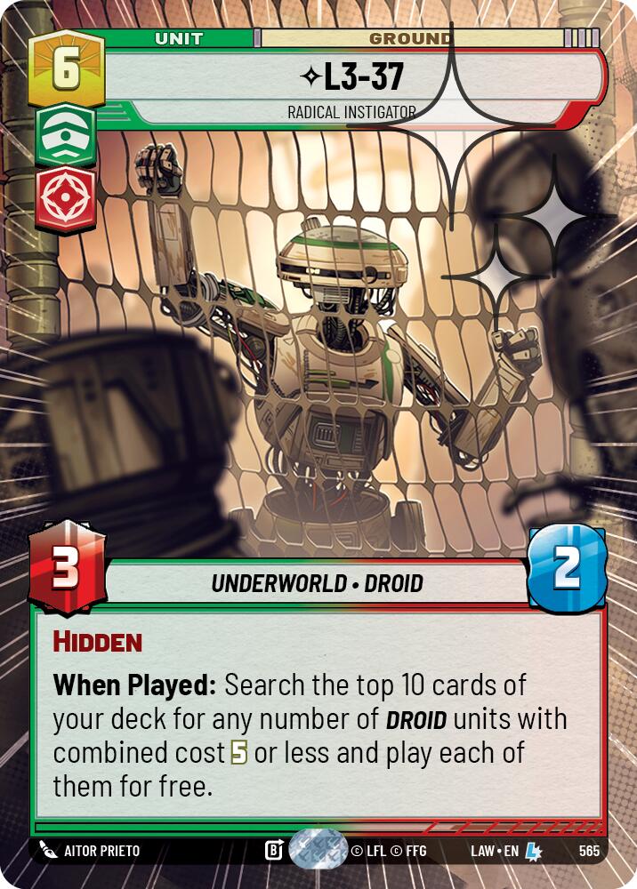 L3-37 - Radical Instigator (327) (Hyperspace Foil) (327) [A Lawless Time]