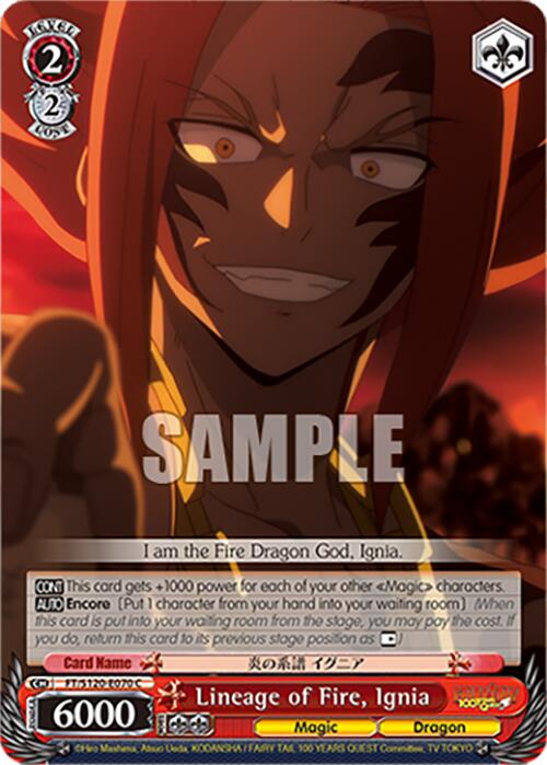 Lineage of Fire, Ignia (FT/S120-E070 C) [FAIRY TAIL 100 YEARS QUEST]