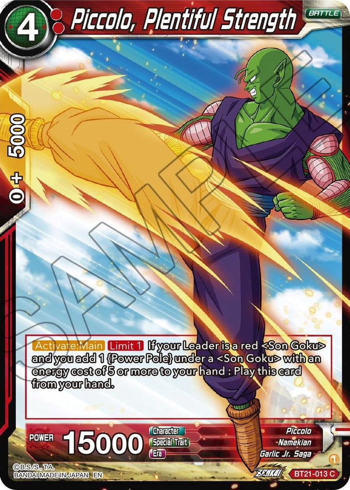 Piccolo, Plentiful Strength (BT21-013) [ZENKAI Series: Set 04]