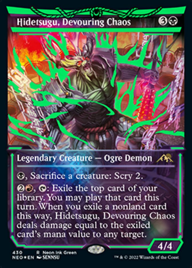 Hidetsugu, Devouring Chaos (Neon Ink Green) [Kamigawa: Neon Dynasty] (NEO 430)