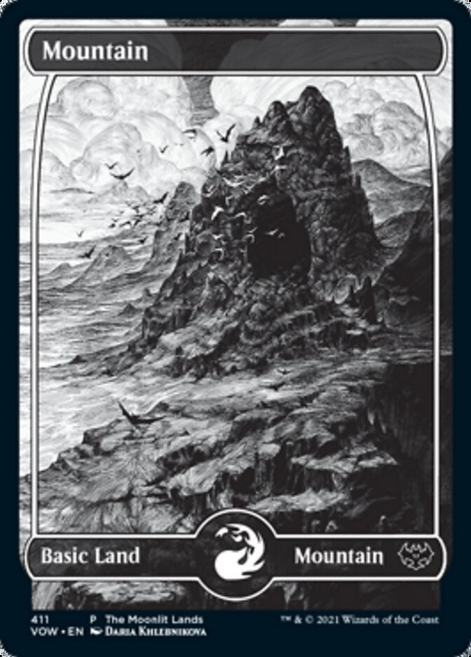 Mountain (The Moonlit Lands) (Foil Etched) [Innistrad: Crimson Vow Promos] (PVOW 411)