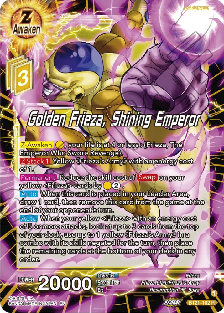 Golden Frieza, Shining Emperor (BT21-102) [ZENKAI Series: Set 04]