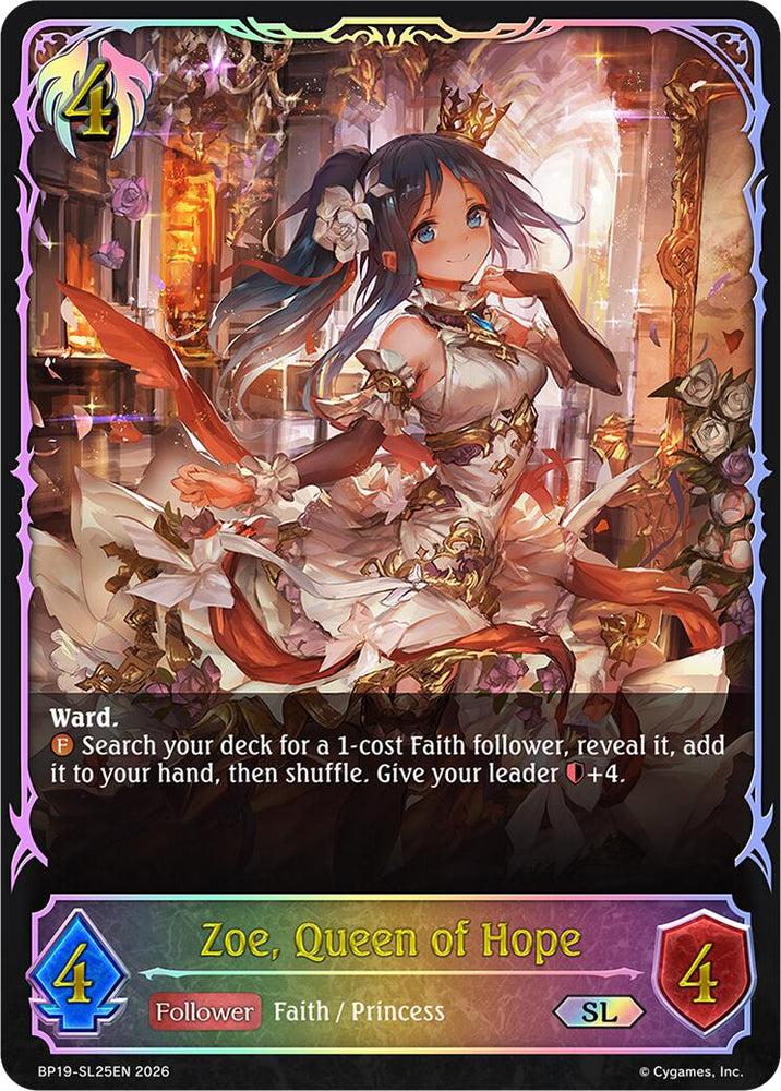 Zoe, Queen of Hope - SL25EN (Foil) (BP19-SL25EN) [Eightfold Retribution]