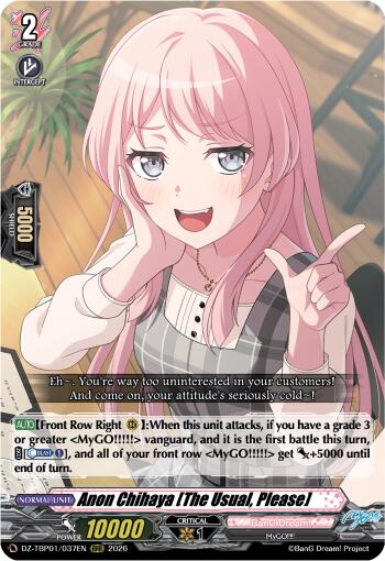 Anon Chihaya [The Usual, Please] (DZ-TBP01/037EN) [BanG Dream! Girls Band Party!]