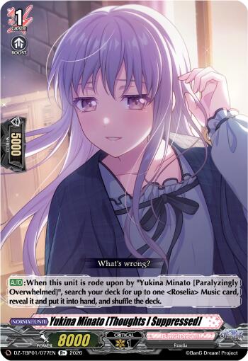 Yukina Minato [Thoughts I Suppressed] (DZ-TBP01/077EN) [BanG Dream! Girls Band Party!]