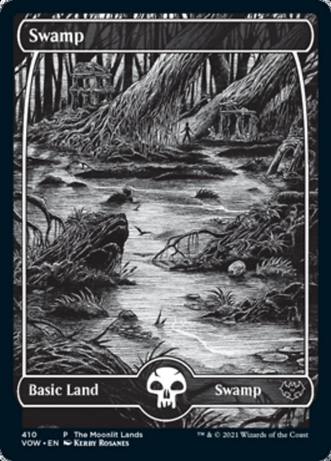 Swamp (The Moonlit Lands) (Foil Etched) [Innistrad: Crimson Vow Promos] (PVOW 410)