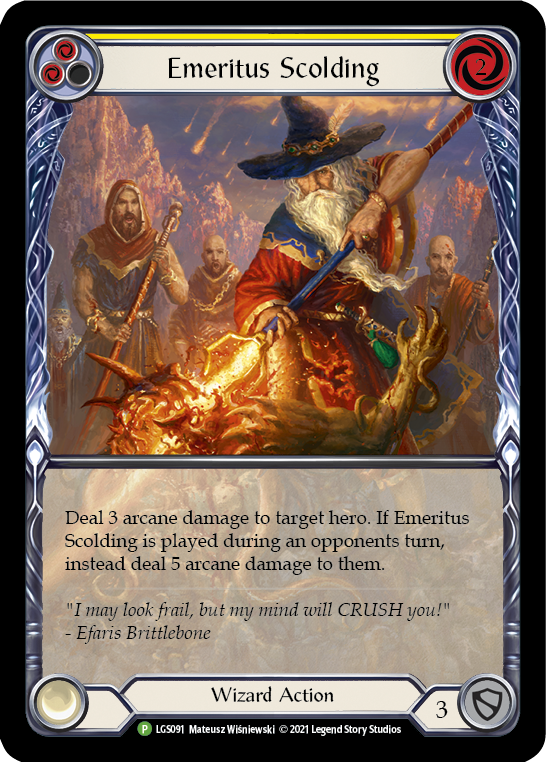 Emeritus Scolding (Yellow) [LGS091] (Promo)  Rainbow Foil