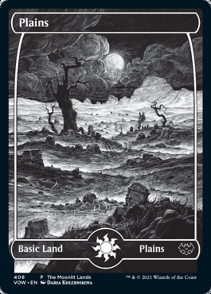 Plains (The Moonlit Lands) (Foil Etched) [Innistrad: Crimson Vow Promos] (PVOW 408)