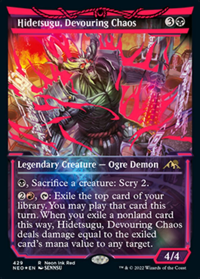 Hidetsugu, Devouring Chaos (Neon Ink Red) [Kamigawa: Neon Dynasty] (NEO 429)