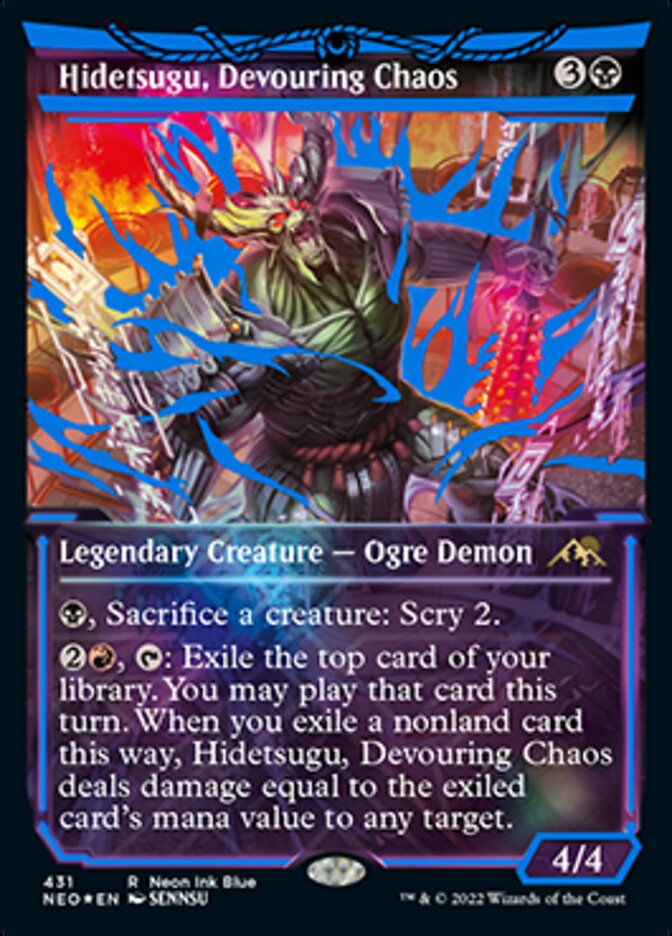 Hidetsugu, Devouring Chaos (Neon Ink Blue) [Kamigawa: Neon Dynasty] (NEO 431)