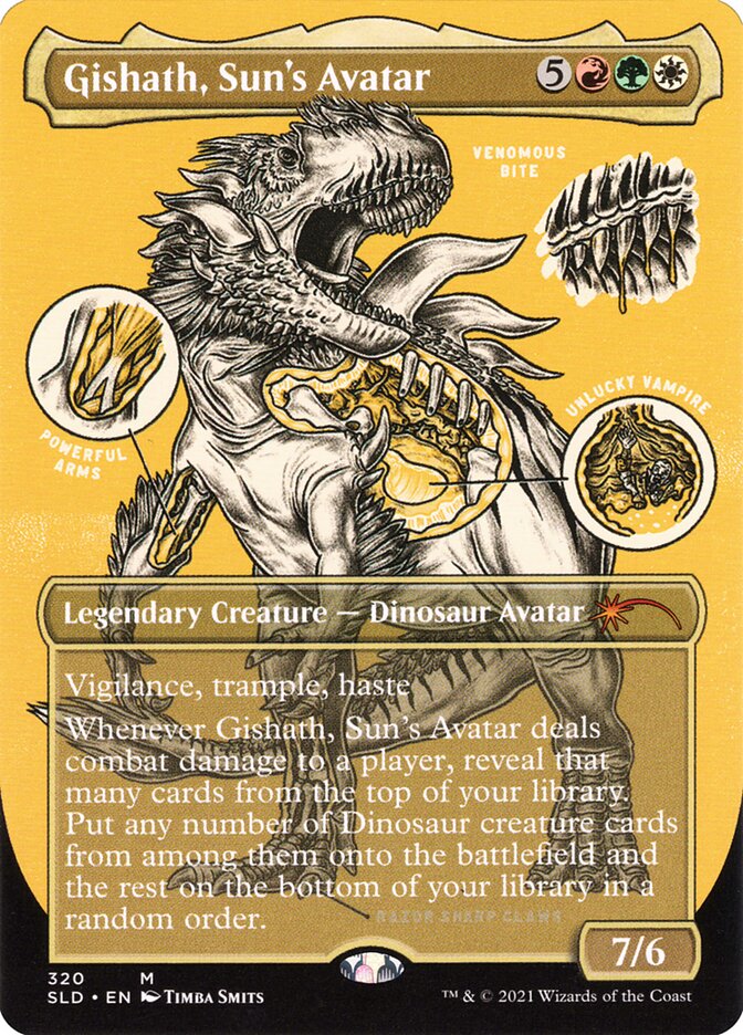 Gishath, Sun's Avatar (Borderless Foil Etched) [Secret Lair Drop Series] (SLD 320)