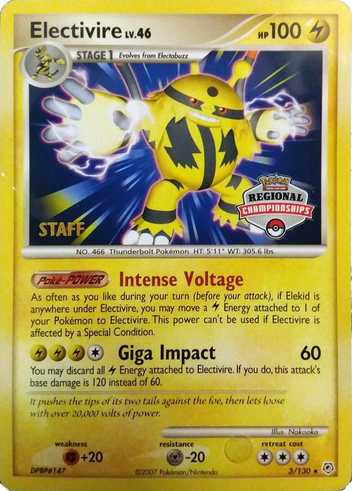 Electivire (003/130) - 3/130 (2008 Staff Regional Championships) [League & Championship Cards]