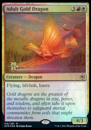 Adult Gold Dragon [Dungeons & Dragons: Adventures in the Forgotten Realms Prerelease Promos] (PAFR 216)