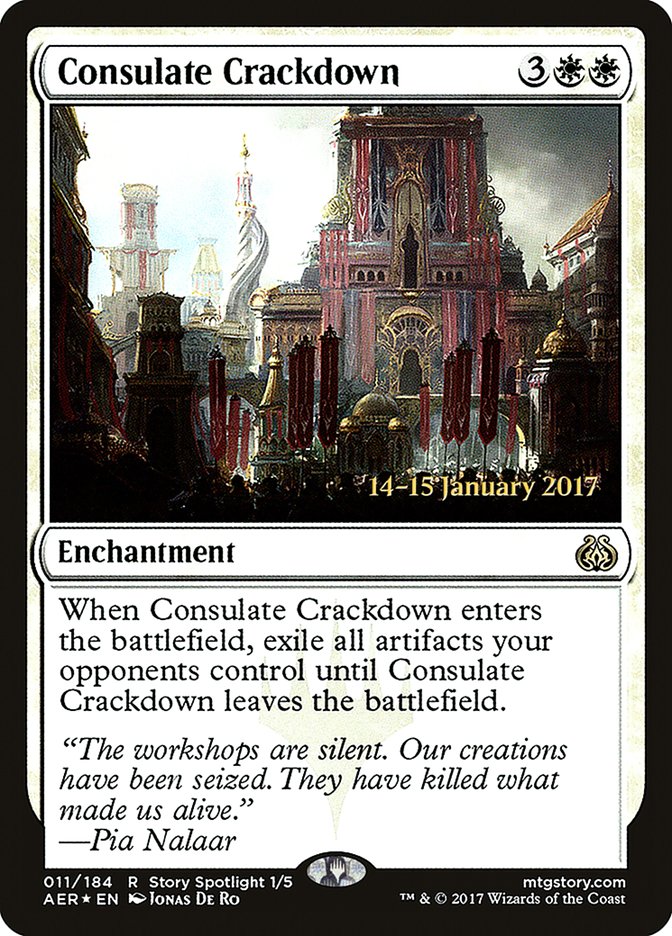 Consulate Crackdown  (Prerelease) [Aether Revolt Prerelease Promos] (PAER 11S)