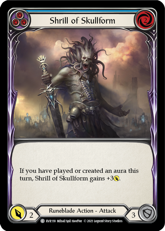 Shrill of Skullform (Blue) [EVR118] 1st Edition Rainbow Foil