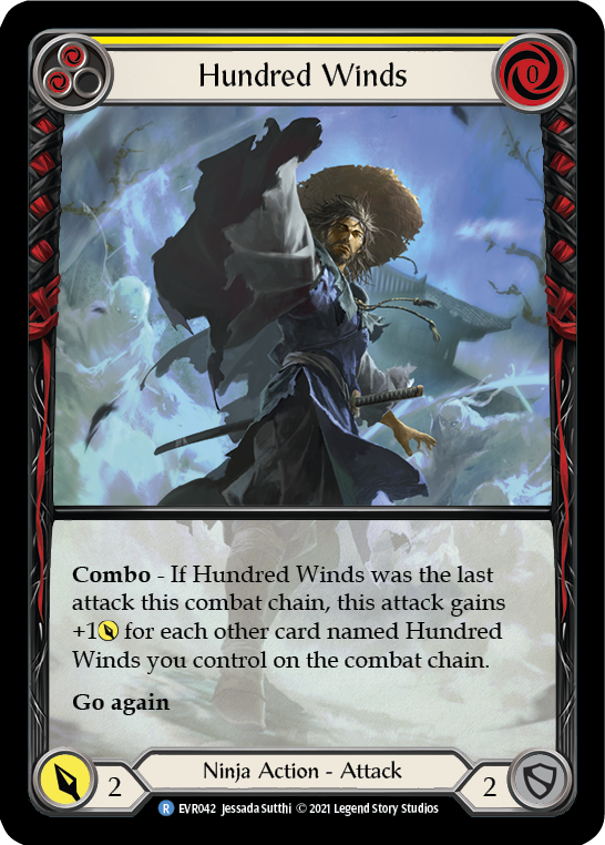 Hundred Winds (Yellow) [EVR042] 1st Edition Extended Art Rainbow Foil
