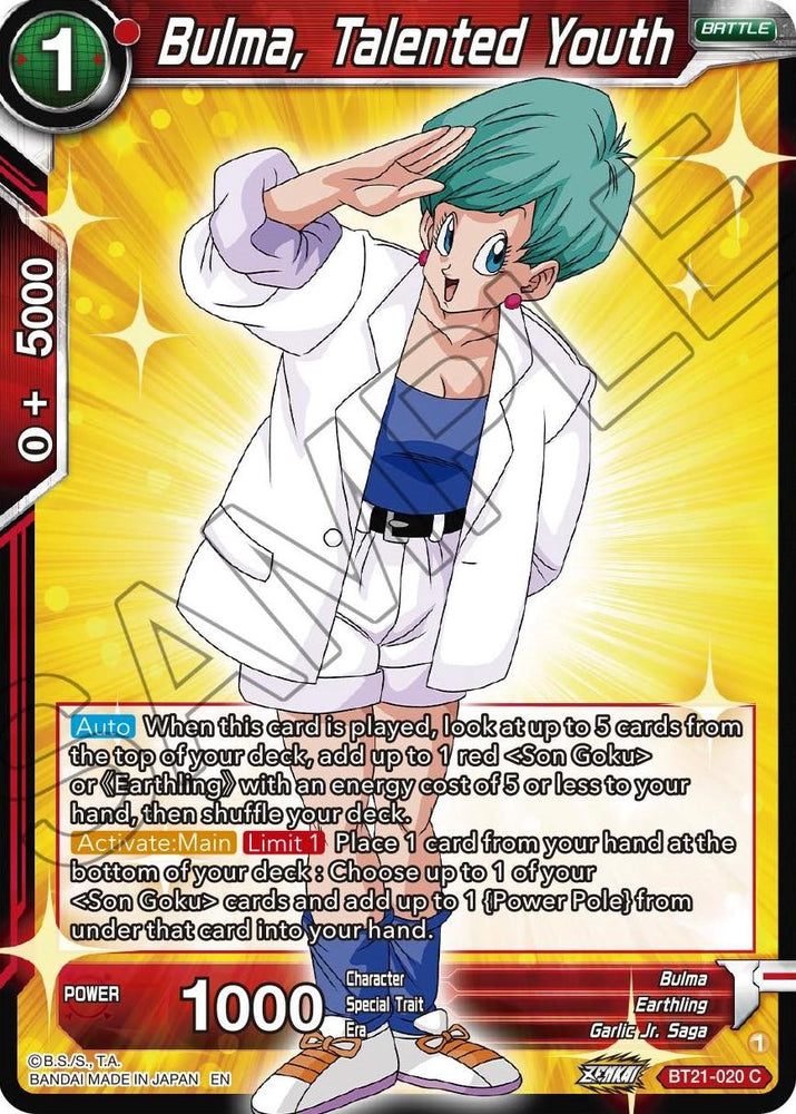 Bulma, Talented Youth (BT21-020) [ZENKAI Series: Set 04]