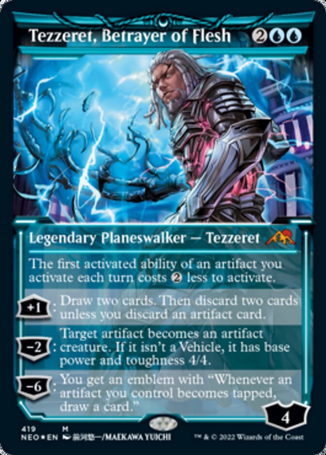 Tezzeret, Betrayer of Flesh (Showcase) (Foil Etched) [Kamigawa: Neon Dynasty] (NEO 419)