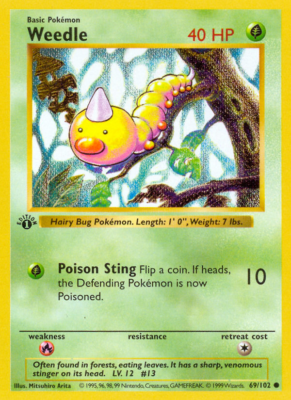 Weedle (69/102) [Base Set 1st Edition]