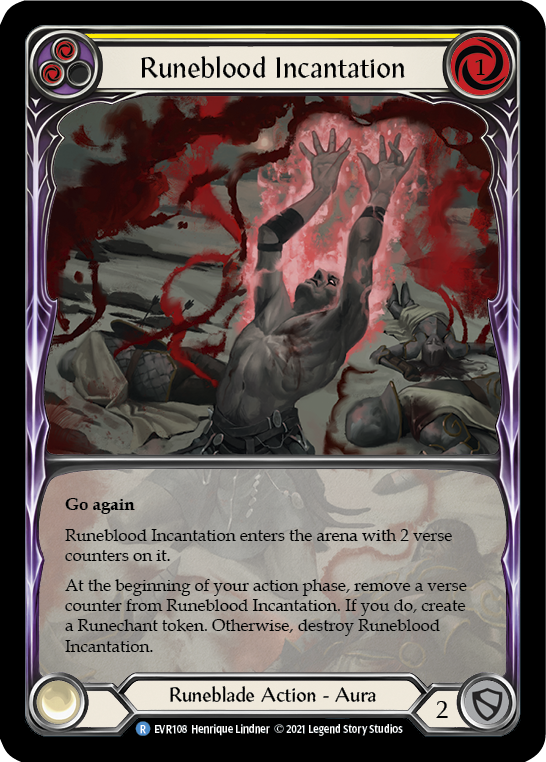 Runeblood Incantation (Yellow) [EVR108] 1st Edition Extended Art Rainbow Foil