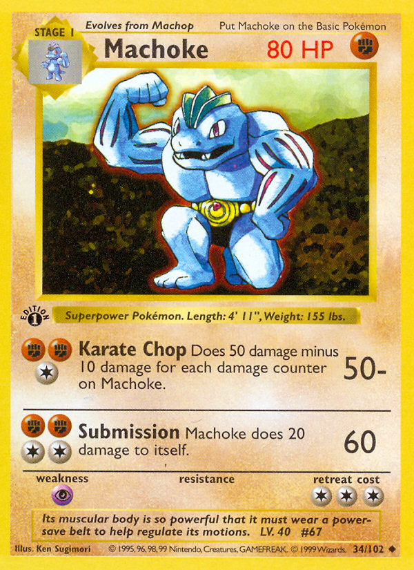 Machoke (34/102) [Base Set 1st Edition]