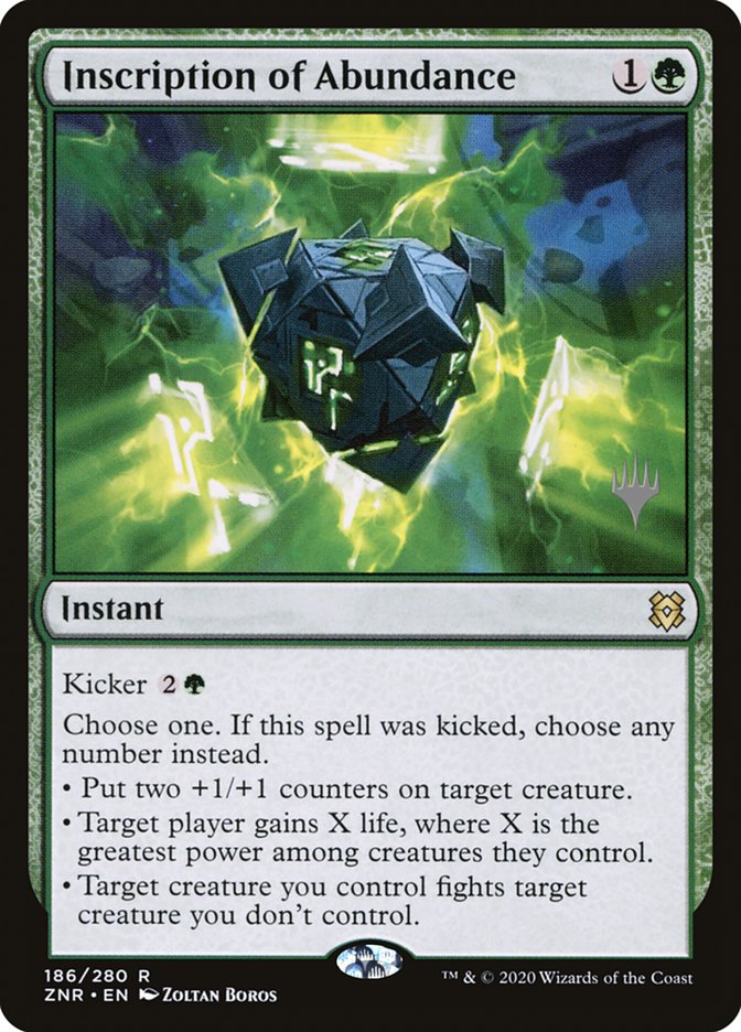 Inscription of Abundance (Promo Pack) [Zendikar Rising Promos] (PZNR 186P)