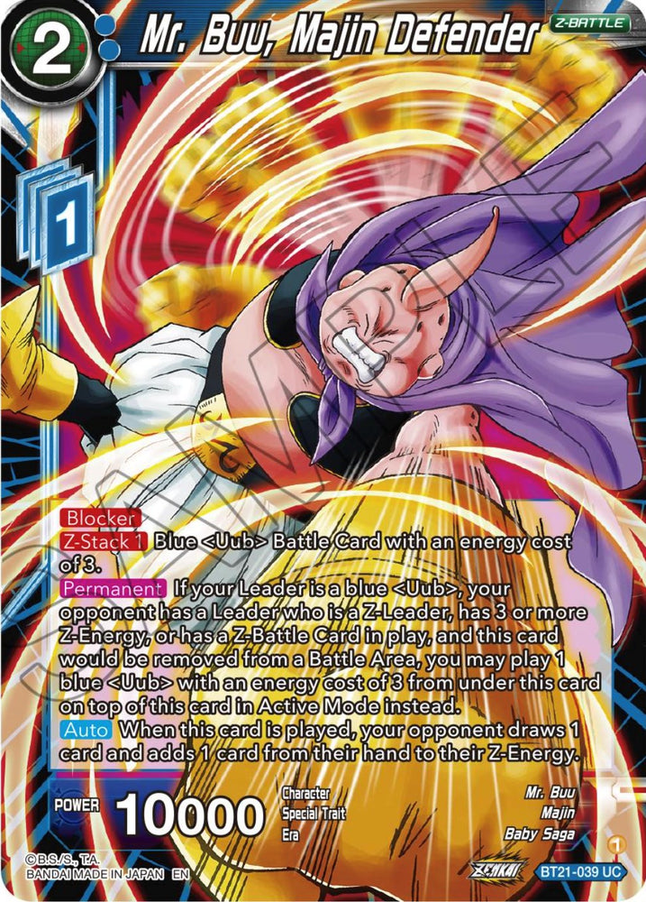 Mr. Buu, Majin Defender (BT21-039) [ZENKAI Series: Set 04]