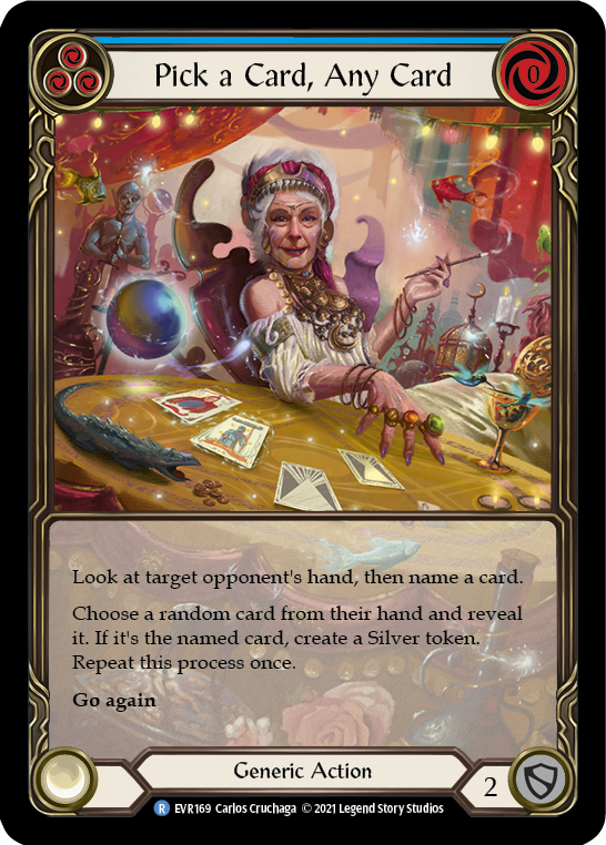 Pick a Card, Any Card (Blue) [EVR169] 1st Edition Extended Art Rainbow Foil