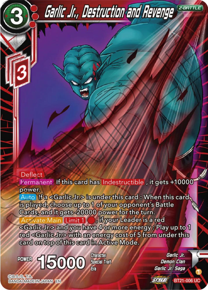 Garlic Jr., Destruction and Revenge (BT21-006) [ZENKAI Series: Set 04]