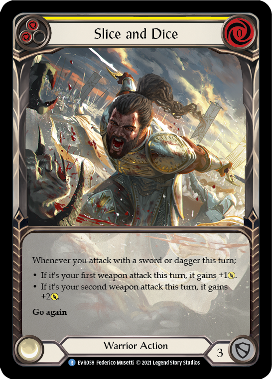 Slice and Dice (Yellow) [EVR058] 1st Edition Extended Art Rainbow Foil