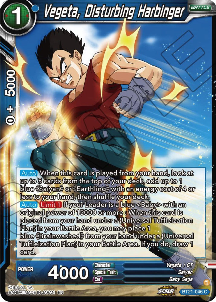 Vegeta, Disturbing Harbinger (BT21-046) [ZENKAI Series: Set 04]