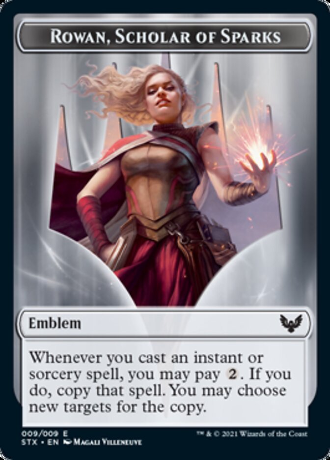 Rowan, Scholar of Sparks Emblem [Strixhaven: School of Mages Tokens] (TSTX 9)