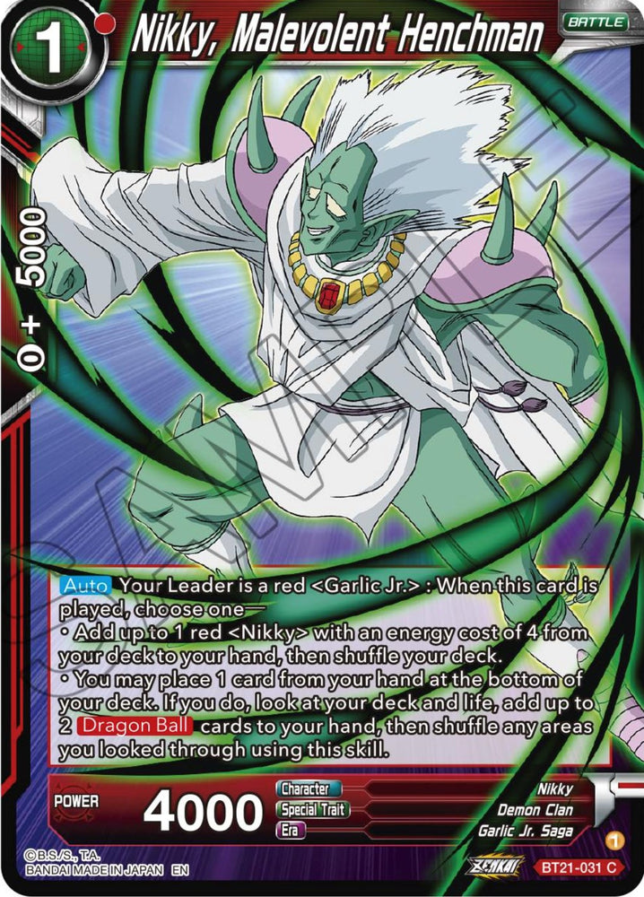 Nikky, Malevolent Henchman (BT21-031) [ZENKAI Series: Set 04]